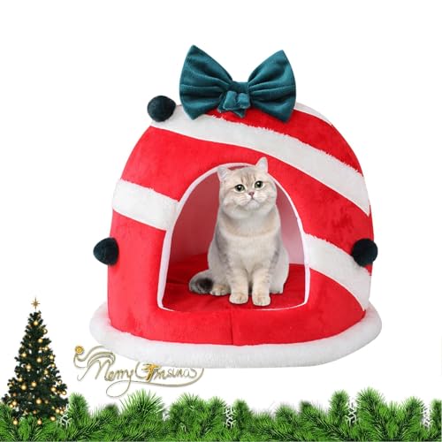 Indoor-Katzenkäfig | Rote und grüne Katzenhütten für Weihnachten - Verdickte, dekorative, weiche Haustierkäfige für Hunde, Zuhause, Kätzchen, Katzenzucht, Welpen Holexty von holexty