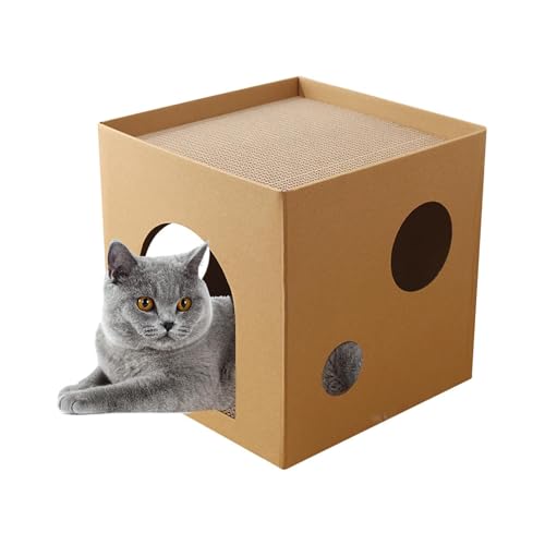 Kratzbox für Katzen | Kratzhaus Faltbare quadratische Box doppellagig | Kratzspielzeug für Katzen für unterwegs oder im Freien Holexty von holexty