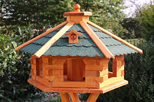 Holzdekoladen Maxi Vogelhaus Vogelhäuser mit und ohne Ständer 67 x 45 cm behandelt Typ 5.1 (ohne Ständer, Grün) von holzdekoladen