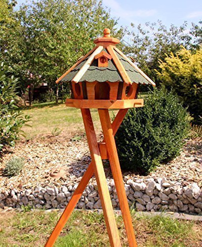 Holzdekoladen Vogelhaus, Vogelhäuser mit und ohne Ständer behandelt Typ 23 (Grün, mit Ständer) von holzdekoladen