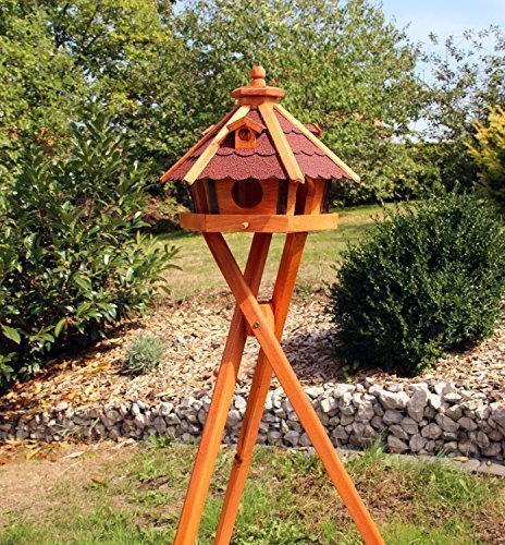 holzdekoladen Vogelhaus, Vogelhäuser mit und ohne Ständer behandelt Typ 23 (Rot, mit Ständer) von holzdekoladen