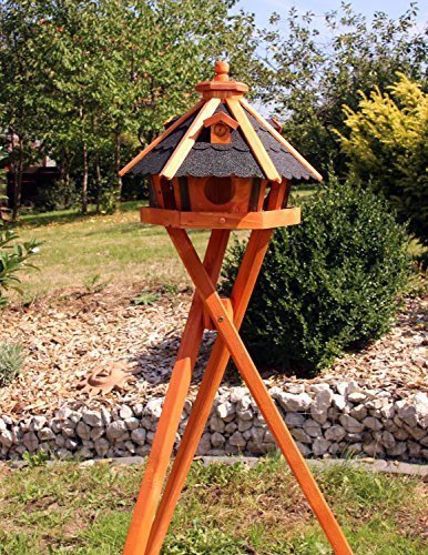 Holzdekoladen Vogelhaus, Vogelhäuser mit und ohne Ständer behandelt Typ 23 (Schwarz, mit Ständer) von holzdekoladen