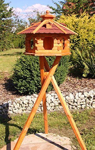 holzdekoladen Großes Vogelhaus mit Standfuß Typ 5 (rot) von holzdekoladen