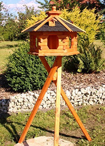 holzdekoladen Großes Vogelhaus mit Standfuß Typ 5 (schwarz) von holzdekoladen