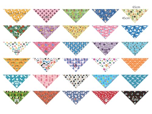 Katzenlätzchen, Weiche Dreieck Hundeschals 30 Stück Verschiedene Muster Polyester Bandana mit Blumen Muster Einstellbare Länge Haustier Bandana für Hunde Katze Urlaub Festival von homdat