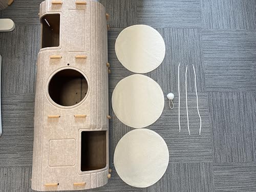 Homegroove 3-Storey große Katze Haus für Indoor Katzen, gemütliches Felz Katze Höhle Bett mit Tunnel Hideaway, Multi-Cat Condo für Ruhe & Spiel (Kamel, Groß) von homegroove