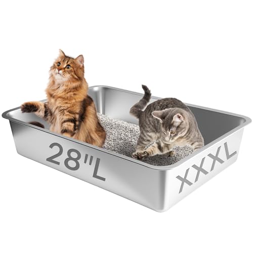 Homegroove Extra große Edelstahl-Katzentoilette, 71,1 x 50,8 x 15,2 cm, XXXL Metall-Katzentoilette für große Katzen mit hohen Seiten, Katzentoilette für mehrere Tiere, Anti-Urin-Leckage, leicht zu Homegroove Extra große Edelstahl-Katzentoilette, 71,1 x 50,8 x 15,2 cm, XXXL Metall-Katzentoilette für große Katzen mit hohen Seiten, Katzentoilette für mehrere Tiere, Anti-Urin-Leckage, leicht zu von homegroove