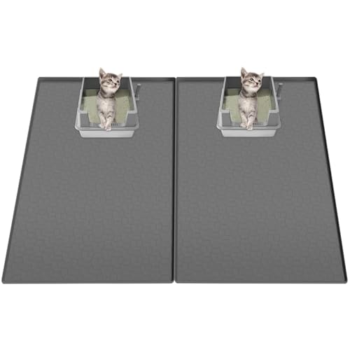 Homegroove Silikon-Katzentoilettenmatte, 86,4 x 55,9 cm, große Katzentoilettenmatte zum Auffangen von Streu, wasserdichte Katzentoilettenmatte für Innenkatzen, Katzenstreu, Matte für Boden, rutschfest von homegroove