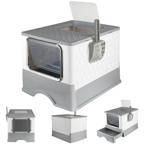 Homewell Große Katzentoilette für Katzen, geruchlos, mit Kapuze mit Schaufel und Gitter, faltbar, abnehmbare Schublade, 49 x 35 x 36 cm Homewell Große Katzentoilette für Katzen, geruchlos, mit Kapuze mit Schaufel und Gitter, faltbar, abnehmbare Schublade, 49 x 35 x 36 cm von homewell