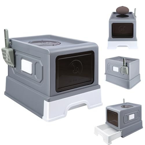 Homewell Große Katzentoilette für Katzen, geruchslos, mit Kapuze, mit Schaufel und Kratzbrett, faltbar, abnehmbare Schublade, 36 x 45,5 x 32 cm Homewell Große Katzentoilette für Katzen, geruchslos, mit Kapuze, mit Schaufel und Kratzbrett, faltbar, abnehmbare Schublade, 36 x 45,5 x 32 cm von homewell