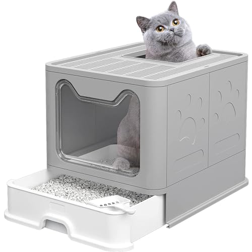 Homewell Katzentoilette, zusammenklappbar, mit Deckel, Schaufel mit herausnehmbarem Tablett, geschlossenes Katzenstreu, geeignet für Katzen aller Stadien Homewell Katzentoilette, zusammenklappbar, mit Deckel, Schaufel mit herausnehmbarem Tablett, geschlossenes Katzenstreu, geeignet für Katzen aller Stadien von homewell