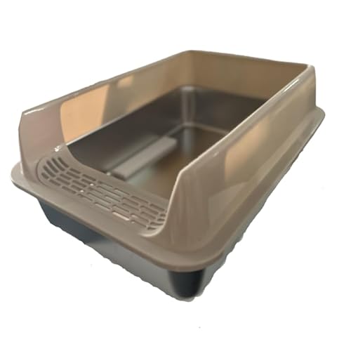 Homewell Katzentoilette aus Edelstahl, Katzentoilette, Schaufel, Katzentoilette, Kapazität 15 kg, einfache Reinigung, 50 x 35 x 20 cm von homewell