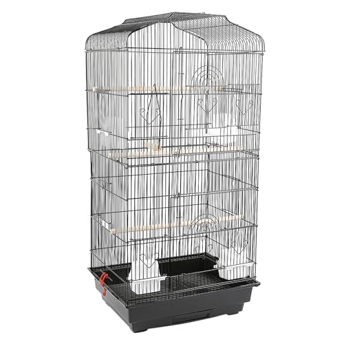 Homewell Vogelkäfig, tragbarer Papageienkäfig aus Metalldraht mit herausnehmbarer Kotschale, Voliere für Haustiere, mit Griff und Futterhaus, Spielzeug nicht im Lieferumfang enthalten Homewell Vogelkäfig, tragbarer Papageienkäfig aus Metalldraht mit herausnehmbarer Kotschale, Voliere für Haustiere, mit Griff und Futterhaus, Spielzeug nicht im Lieferumfang enthalten von homewell