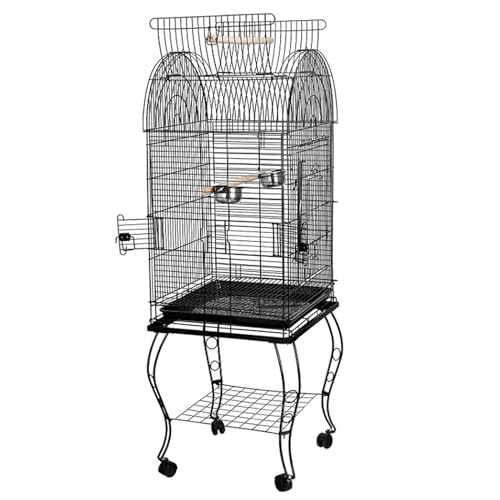 Homewell Voliere aus Metall, offen, mit herausnehmbarer Kotplatte, Rollen für einfache Mobilität, Vogelkäfig mit Futterhaus, ohne Spielzeug Homewell Voliere aus Metall, offen, mit herausnehmbarer Kotplatte, Rollen für einfache Mobilität, Vogelkäfig mit Futterhaus, ohne Spielzeug von homewell