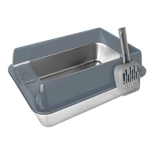 Homewell XXL Katzentoilette aus Edelstahl mit Schaufel, hoher Rand, Katzentoilette, schmutzabweisend, auslaufsicher, 50 x 35 x 24 cm Homewell XXL Katzentoilette aus Edelstahl mit Schaufel, hoher Rand, Katzentoilette, schmutzabweisend, auslaufsicher, 50 x 35 x 24 cm von homewell