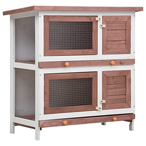 HOMIUSE Hasenstall Kaninchenstall 4 Türen Braun Holz Meerschweinchen Haus Hasen ZubehöR Meerschweinchen KäFig Hasenstall DraußEn Winterfest HasenkäFig Kaninchenhaus HamsterkäFig Holz 90x45x90 cm von homiuse