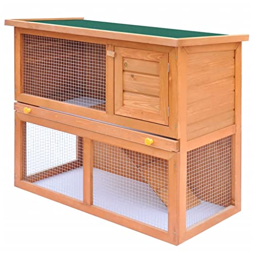 HOMIUSE Hasenstall Kaninchenstall Kleintierhaus 1 Tür Holz Meerschweinchen Haus Hasen Zubehör Käfig Draußen Winterfest Braun 90x45x80 cm von homiuse