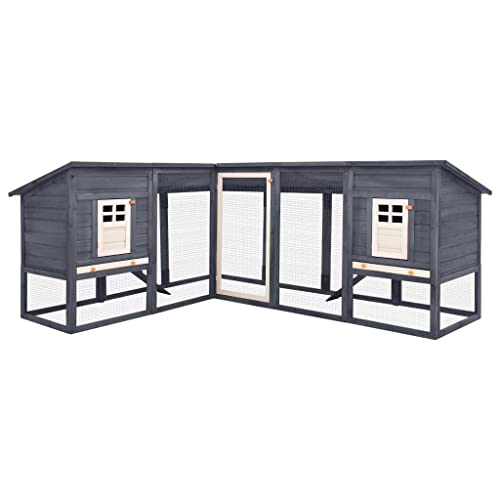 HOMIUSE Kaninchenstall Mit Freilauf Grau Und Weiß - Tanne Massivholz Hasenstall Meerschweinchen Haus - Hasen Zubehör Käfig Draußen Winterfest 250x192x105 cm von homiuse