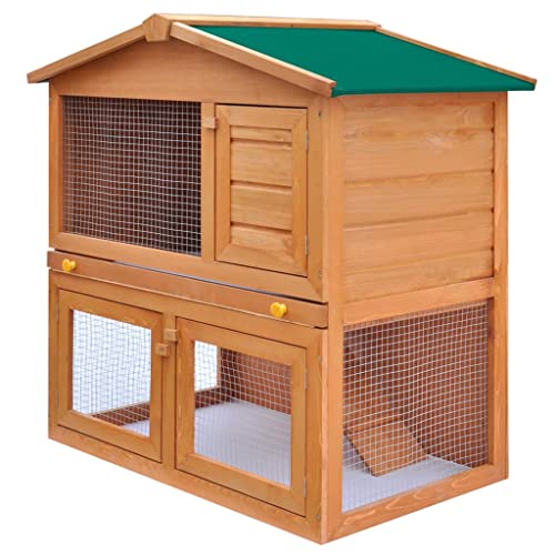 HOMIUSE Kaninchenstall Kleintierhaus Hasenstall 3 Türen Holz Hasenstall Meerschweinchen Haus Hasen ZubehöR Meerschweinchen KäFig Hasenstall DraußEn Winterfest HamsterkäFig Holz Braun93x60x97 cm von homiuse