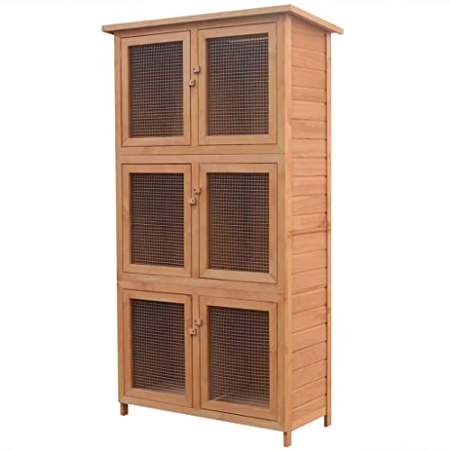 homiuse Kleintier/Kaninchenstall 6 Boxen Holz Hasenstall Hasen ZubehöR Meerschweinchen Haus Meerschweinchen KäFig Hasenstall DraußEn Winterfest HamsterkäFig Holz Kaninchenhaus Braun 102x48x180 cm von homiuse