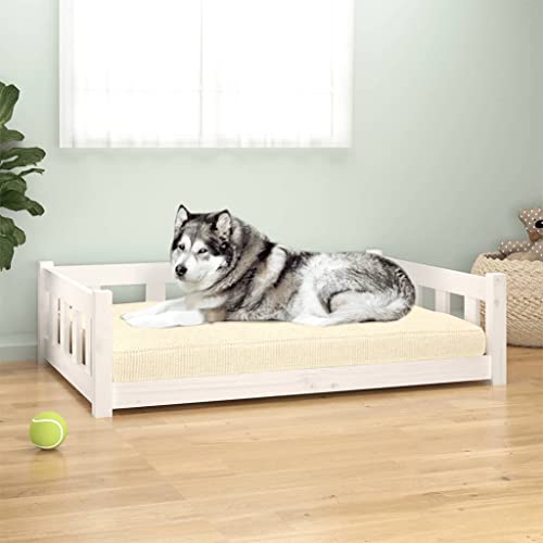 homiuse Hundebett Weiß 105,5x75,5x28 cm Massivholz Kiefer Katzenbett Hundekorb Katzenkorb Hundebett Grosse Hundebett MittelgroßE Hundebetten Hundesofa Hundekorb Grosse Hunde Stützende von homiuse