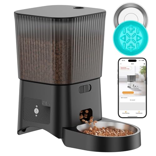 HONEYGUARDIAN Automatischer Katzenfutterautomat mit APP-Steuerung, 5G/2.4G WiFi Futterautomat für Katzen Hunde mit Timer, 3.5L Trockenfutter Auto Spender mit Portionskontrolle [Edelstahl + Slow Food von honeyguaridan