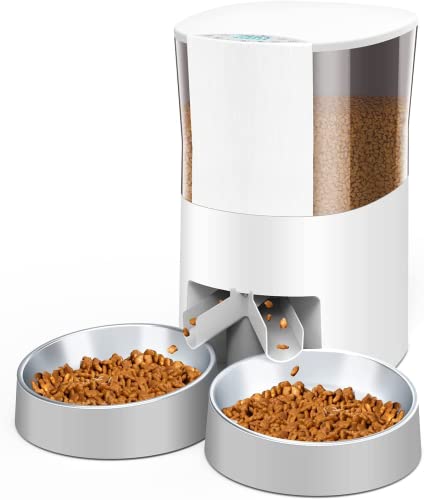 HoneyGuaridan 4.5L Katzen Futterautomat für 2 Haustiere, Automatischer Futterspender für Katzen & Hunde mit Timer, Portionskontrolle, Sprachnachricht, 6 Mahlzeiten täglich - Batterie und Plug-in-Strom von honeyguaridan
