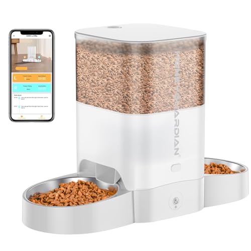 HoneyGuaridan Futterautomat Katze 2 Näpfe, 2.4G WiFi Intelligenter Katzen Futterautomaten mit APP-Steuerung für Fernfütterung, 3.5L Programmierbar Futterspender für Katzen & Hunde von honeyguaridan