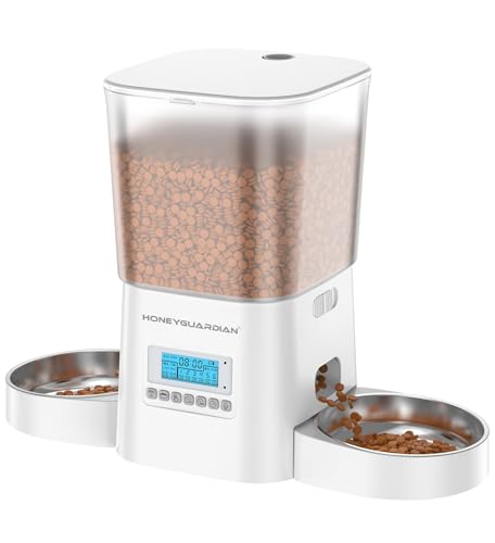 HoneyGuaridan Futterautomat Katze 2 näpfe, Futter für 2 Katzen gleichmäßig verteilen, 3.5L Automatischer Futterspender für Katzen & Hunde, Edelstahlschüssel, Sprachaufzeichnung,1-6 Mahlzeiten/Tag HoneyGuaridan Futterautomat Katze 2 näpfe, Futter für 2 Katzen gleichmäßig verteilen, 3.5L Automatischer Futterspender für Katzen & Hunde, Edelstahlschüssel, Sprachaufzeichnung,1-6 Mahlzeiten/Tag von honeyguaridan