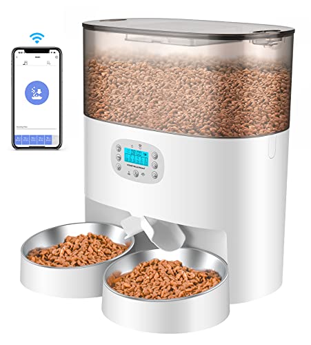 honeyguaridan Futterautomat 2 Katzen mit APP, 6L WiFi Katzenfutter Automat mit 2 näpfe, Zeitgesteuerte, 10s Sprachaufzeichnung, bis zu 6 Mahlzeiten am Tag - für Katze & Hunde (Weiß) honeyguaridan Futterautomat 2 Katzen mit APP, 6L WiFi Katzenfutter Automat mit 2 näpfe, Zeitgesteuerte, 10s Sprachaufzeichnung, bis zu 6 Mahlzeiten am Tag - für Katze & Hunde (Weiß) von honeyguaridan