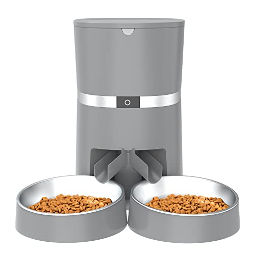 HoneyGuaridan Futterautomat Katze für 2 Haustiere, Automatischer Futterspender für Katze und Hund mit LED Futtermangel-Warnung, Timer, 0-48 Portionskontrolle, Sprachnachricht, 1-6 Mahlzeiten täglich von honeyguaridan