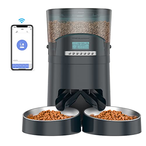 honeyguaridan Futterautomat Katze 2 näpfe,4.5L Katzenfutter Automat, Futterautomaten mit Timer (Blau) von honeyguaridan