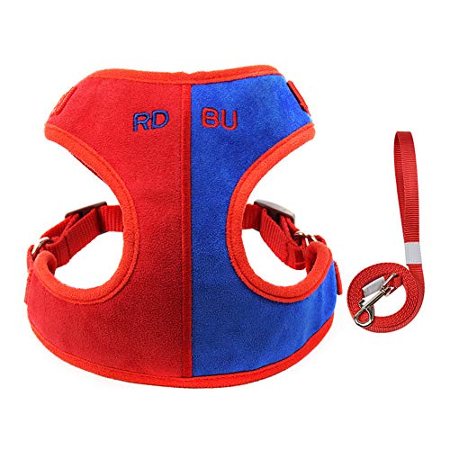 Geschirr Hund Hunde Leine Hundewestengeschirr Kein Zuggurt für Hunde Hundegeschirr führen Hundeleine für kleine Hunde Katzengeschirr mit Blei 45,red Blue von hongyupu