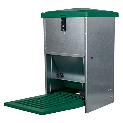 horizont Futterautomat Hühner Feedomatic mit Trittplatte, verzinkt, Futterautomat für Hühner, ideales Hühner Zubehör, rattensicher, Futterspender Hühner (8kg Füllmenge) von horizont