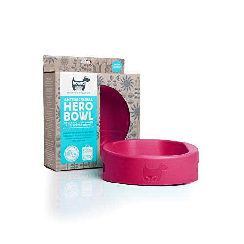 HOWND Hero Bowl – hygienischer Hundenapf & Wassernapf – Alternative zu Edelstahl & Keramik Hundenäpfen – rutschfest, spülmaschinenfest – Himbeerrose (22,9 cm, für 4,23 Tassen) von HOWND