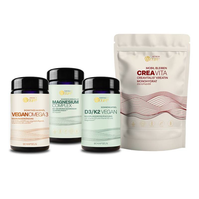hucare Starter Bundle Golden Ages-Box mit 4 Produkten für Beweglichkeit, Knochengesundheit & Zellschutz von hucare