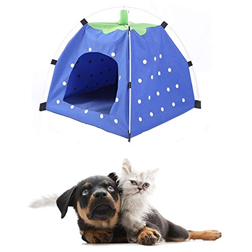 huihuijia Haustierzelt Katzenzelt Indoor Hundehaus Faltbares Katzenbett Hundebett mit Sonnenschutz Outdoor Hundebett Welpenhaus Hundehaus Outdoor Katzenhaus Pop Up Hundezelt Blau von huihuijia