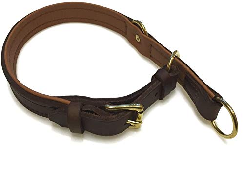 Zugstopp Lederhalsband für Hunde Schlupfhalsband braun, Messing Gr. 40 von Hund natürlich