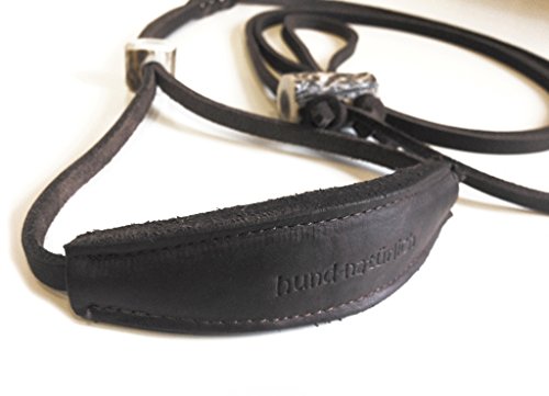 Lautlose Jagdleine aus Fettleder mit Kehlkopfschutz schwarz von Hund natürlich