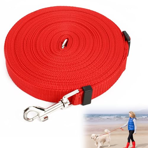 Hurifeng Schleppleine 10m für Hunde – Robuste Hundeleine für Training & Outdoor – PP-Material mit Zinklegierung D-Karabiner – Für Kleine bis Große Hunde (Rot) von hurifeng