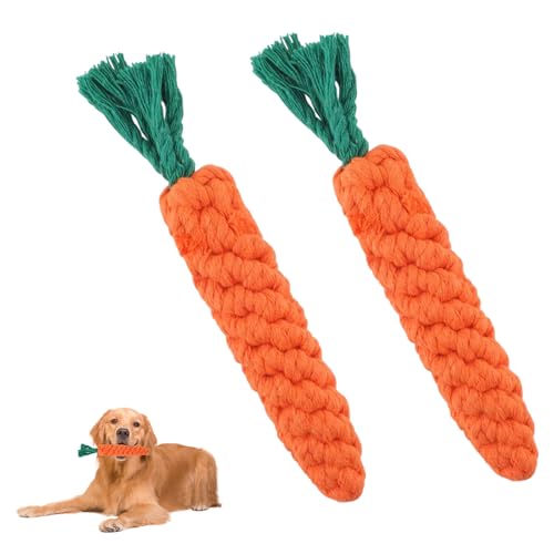 hurifeng Kauspielzeug für Hunde - 2er Set Karotten Hundespielzeug aus Baumwollseil - Robustes, interaktives Spielzeug für kleine und mittelgroße Hunde - Zahnpflege-Spielzeug für Welpen, 22x3cm, Gelb hurifeng Kauspielzeug für Hunde - 2er Set Karotten Hundespielzeug aus Baumwollseil - Robustes, interaktives Spielzeug für kleine und mittelgroße Hunde - Zahnpflege-Spielzeug für Welpen, 22x3cm, Gelb von hurifeng
