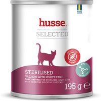 husse 12 Dosen je 195 g. (2.34 kg) Sterilised, Lachs mit Weißfisch Gourmet-Rezeptur ohne Getreide in samtiger Mousse von husse