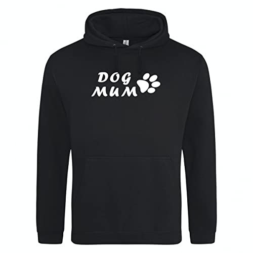 huuraa Unisex Hoodie Dog Mum Tapse Pullover Vegan Größe 3XL Deep Black mit Motiv für alle Hundemenschen Geschenk Idee für Freunde und Familie von HUURAA