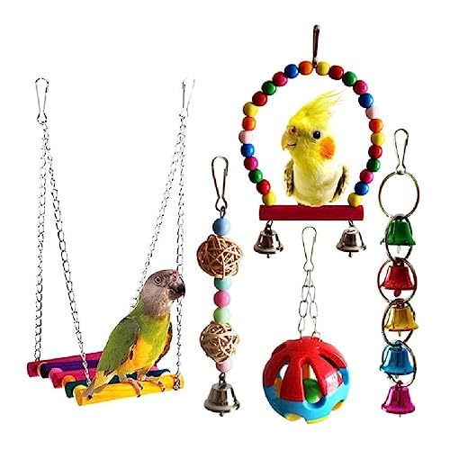 Pet Bird Climbing Toy Set For Birds Pet Climbing Decoration Swing Training Barch Papageien Cage Toy Gym Chew Toy Playstand Wooden Perch Chewing Toy von huwvqci