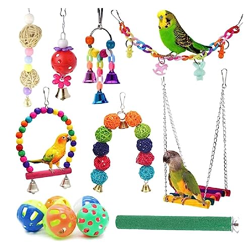 Pet Bird Climbing Toy Set For Birds Pet Climbing Decoration Swing Training Barch Papageien Cage Toy Gym Chew Toy Playstand Wooden Perch Chewing Toy von huwvqci