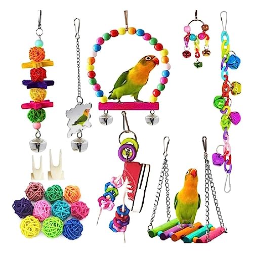 Pet Bird Climbing Toy Set For Birds Pet Climbing Decoration Swing Training Barch Papageien Cage Toy Gym Chew Toy Playstand Wooden Perch Chewing Toy von huwvqci