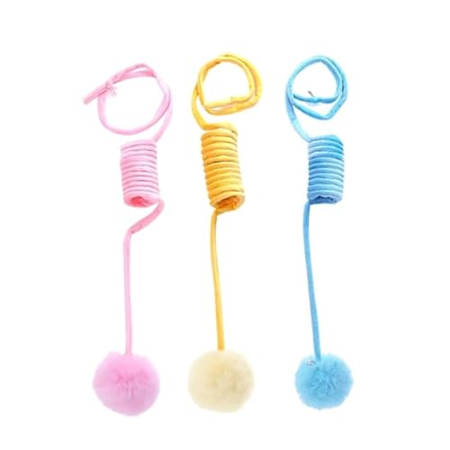 huwvqci 3 Pack Cute Cat Spring Toy Set Plush Coils For Kitten To Swatting Chasing Colorful Stretchy Plush Coils Spring Toy Interactive Cat Toy For Indoor Cats von huwvqci