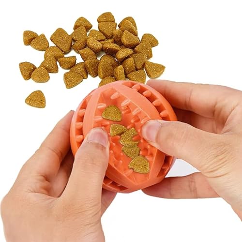 Hundeball für Kleine und Große Hunde | Snackball für Hunde | Welpenspielzeug Kauspielzeug | Naturkautschuk Material | Zahnpflege Hundespielzeug | Intelligenzspielzeug Ball für (Orange, 1 Stück) von huzur elektrik