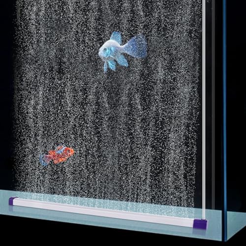 hygger 55 cm lange Aquarium-Luftblasenstange, ultrafein, leiser Sauerstoffdiffusor, Blasen-Vorhang, Wand, selbstsinkendes Design, Aquarium-Bubbler-Dekorationen für Süß- und Salzwasser von hygger