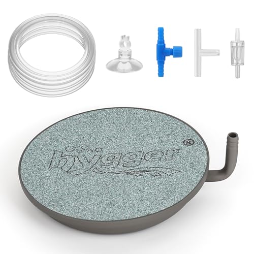 hygger Aquarium Air Stone, 3,8 cm Aquarium-Luftstein-Set Macht super winzige Blasen, Ultra-hochgelöster Ausströmer mit Edelstahl-Basis, Aquarium Aquarium Aquarium und Hydrokultur von hygger